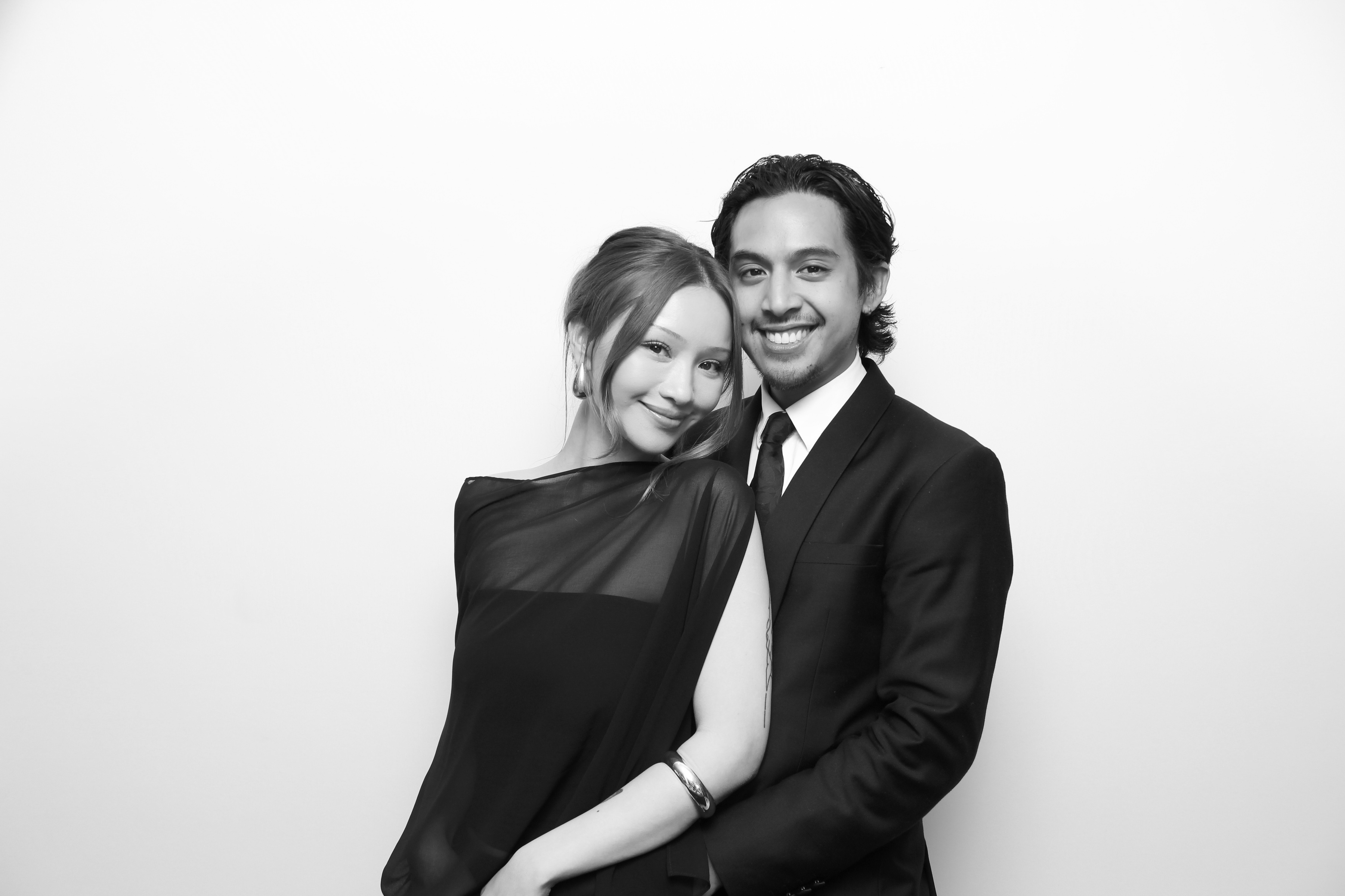 Wedding couple photo booth moment